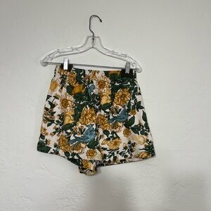 Abercrombie & Fitch Linen Blend Floral Print High-Waisted Shorts